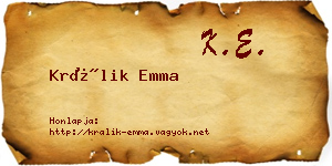 Králik Emma névjegykártya